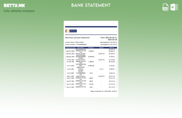 Модерен стил на Индија RBB Паметна шаблон за збор за извод од електронска банкар